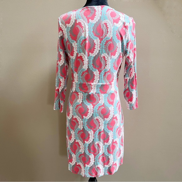 BODEN Women's Sz 10 Marion Coral Leaf Jersey Knit Twist Dress - Picture 7 of 12